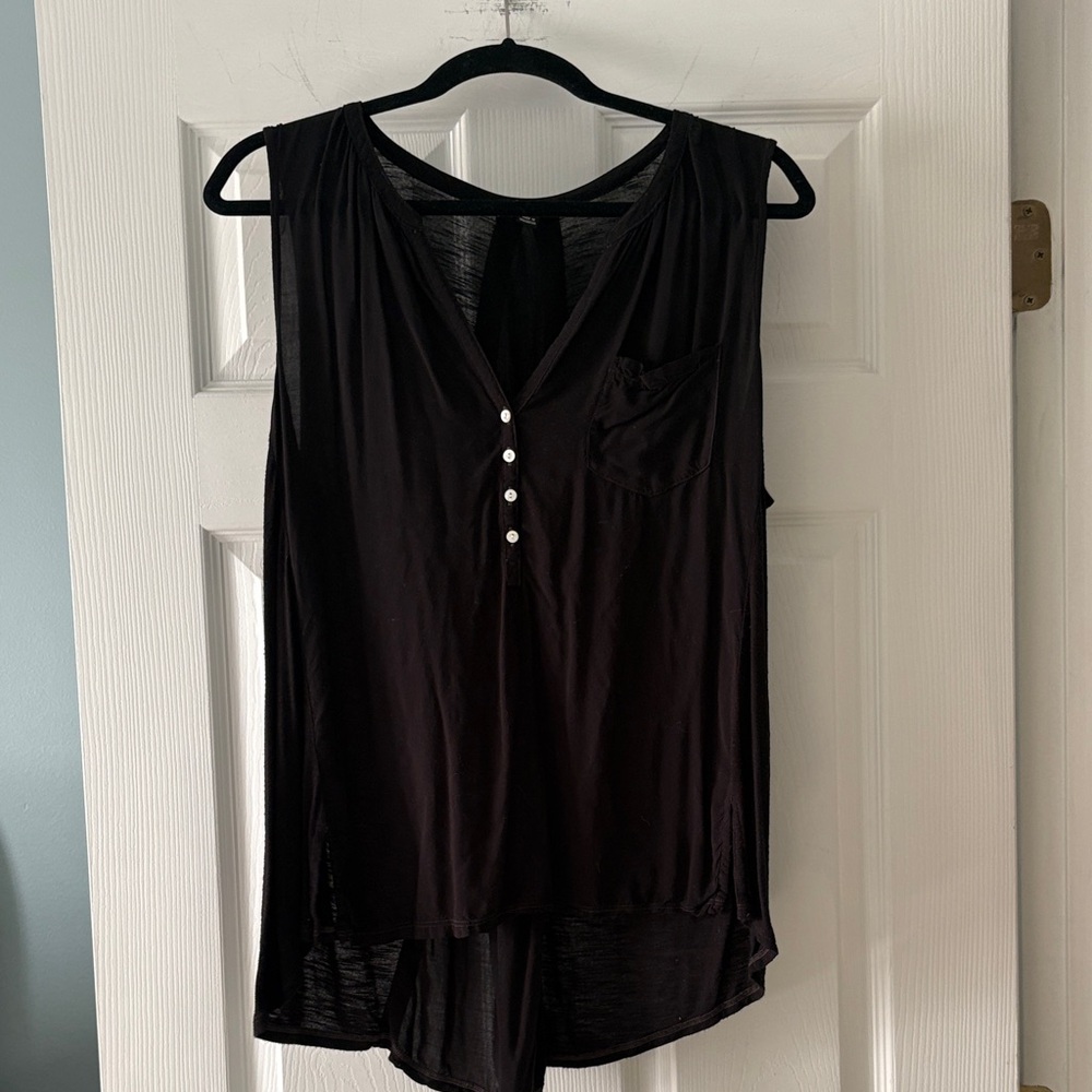 Lucky Brand Black Sleeveless Top with Buttons